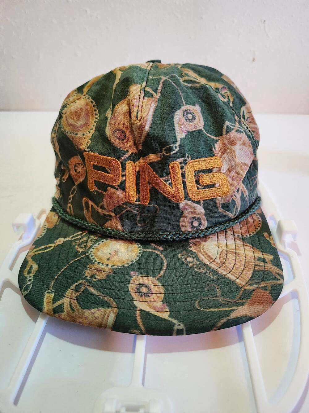 Ping Vintage Equestrian Print Golf Cap Green Made In USA